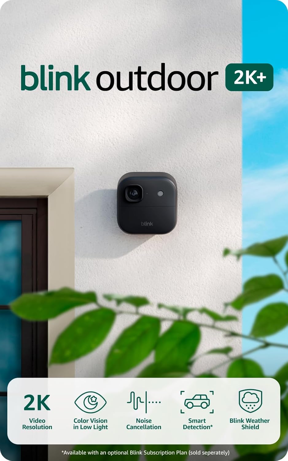 Blink Outdoor 2K+ (newest model) — Wireless smart security camera, 2K video resolution, enhanced audio, two-year battery. Sync Module Core included
